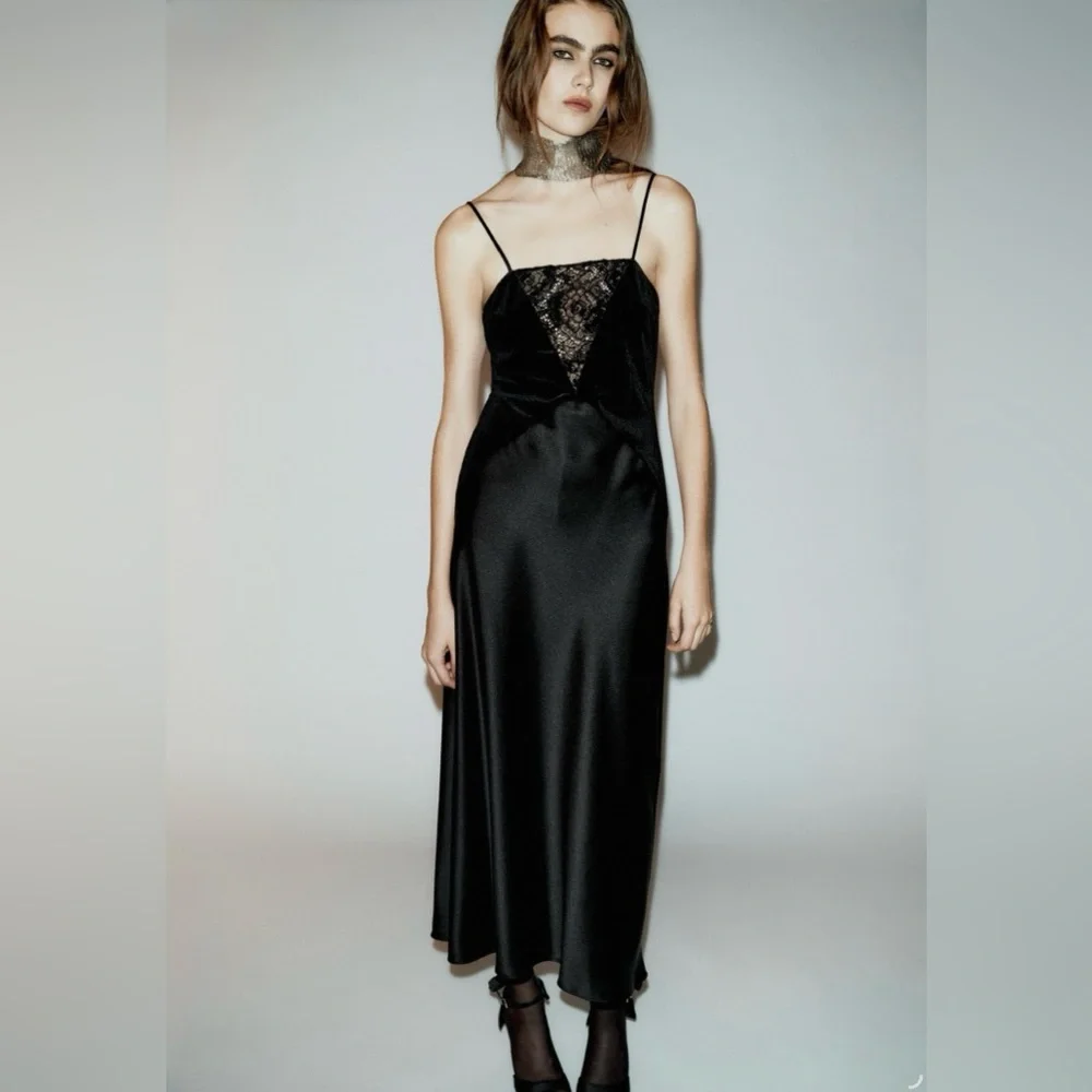 zara black lace midi dress ZARA. Black lace midi dress. TS – Hibuy market